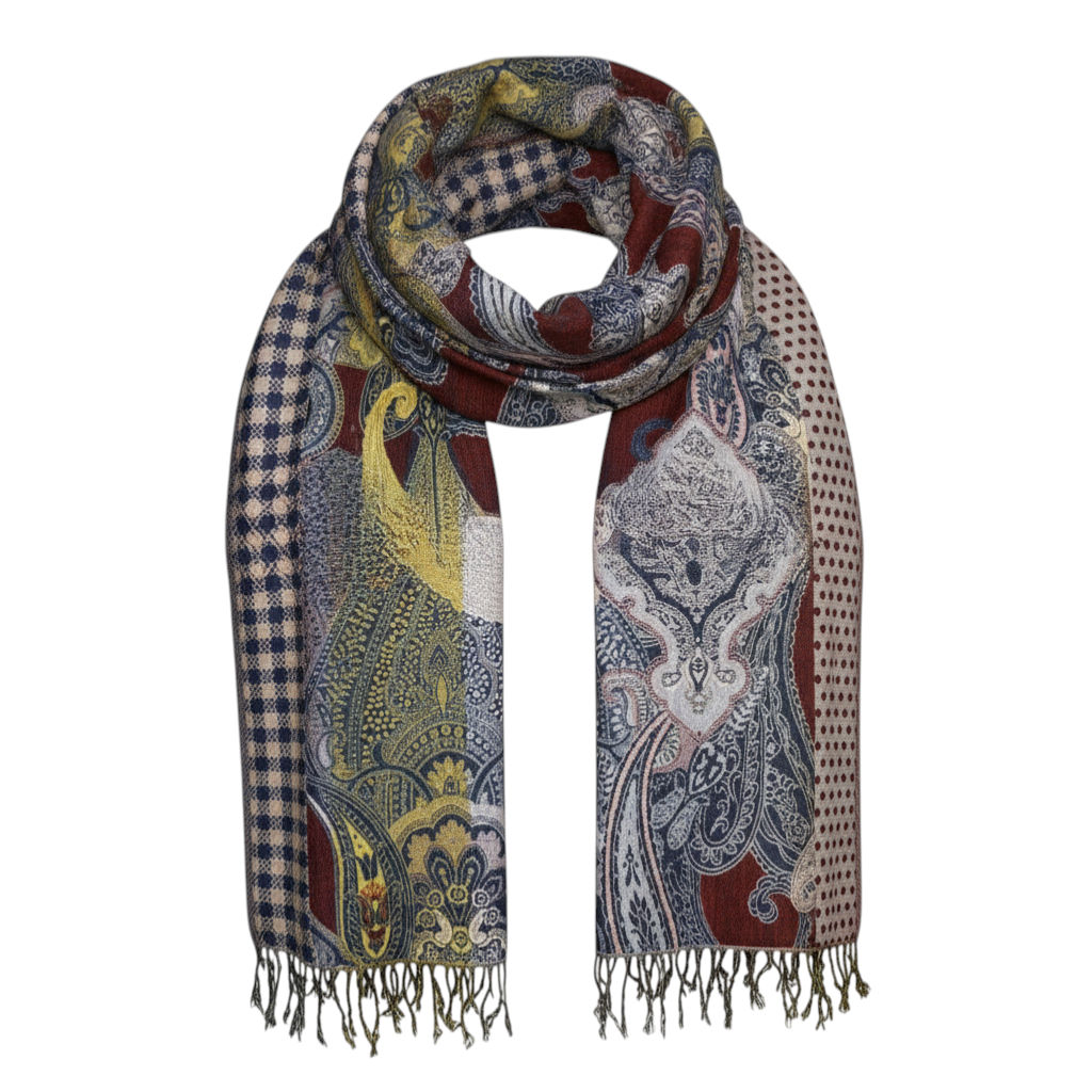 Multi Striped Wool Jacquard Scarf